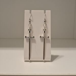 NEW Silver Sword Dangle Earrings